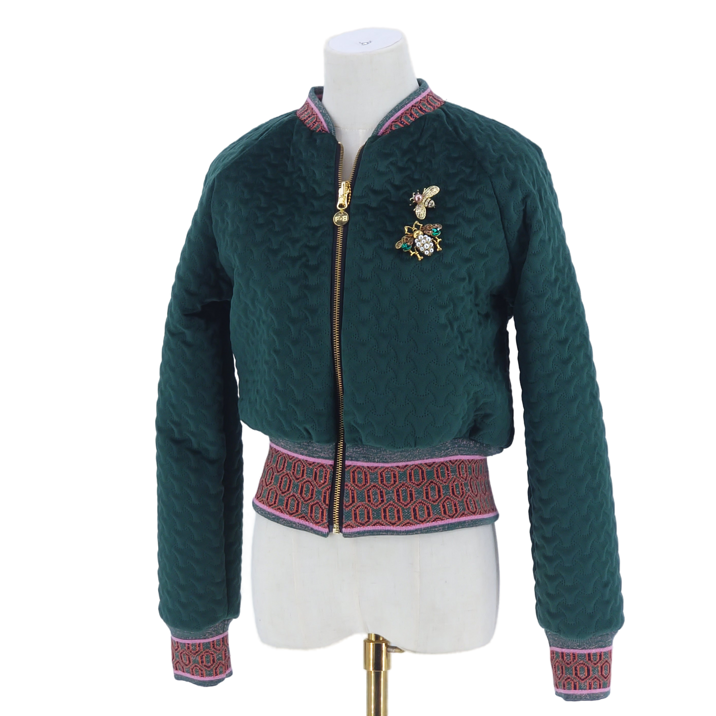 Small Bottle Green Quilted Velvet