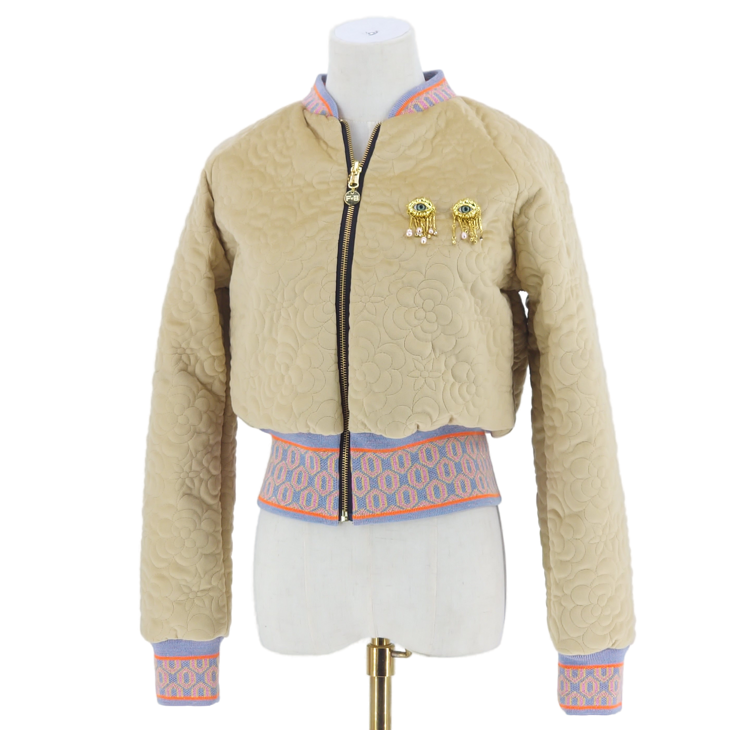 Small Champagne Quilted Velvet