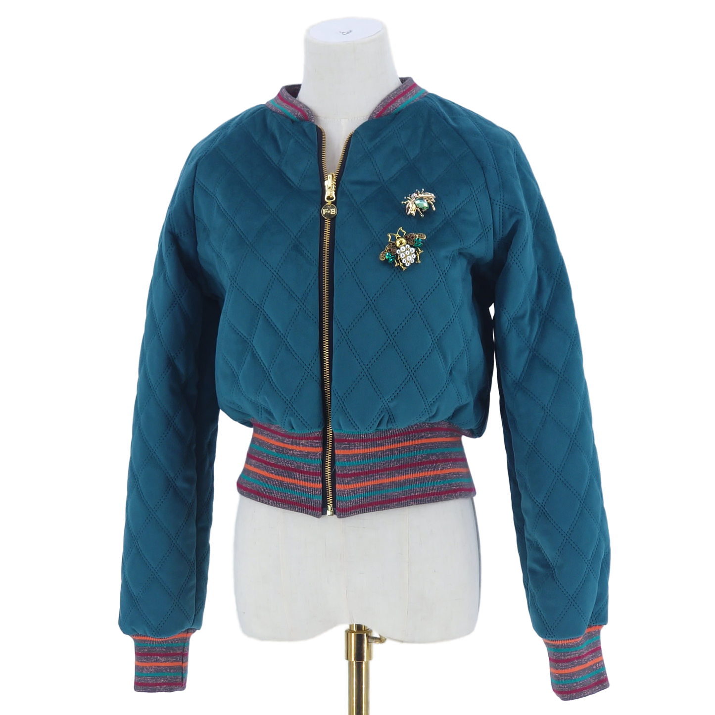 Small Teal Quilted Velvet