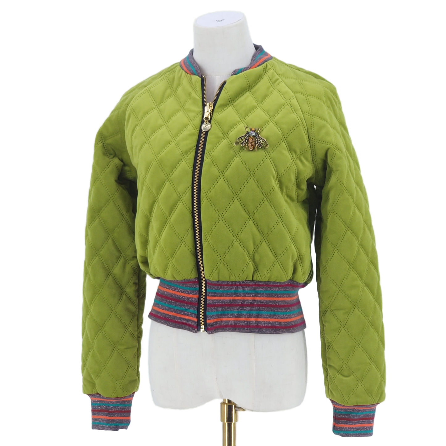 Small Dirty Lime Quilted Velvet