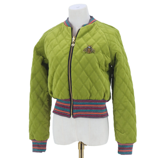 Small Dirty Lime Quilted Velvet