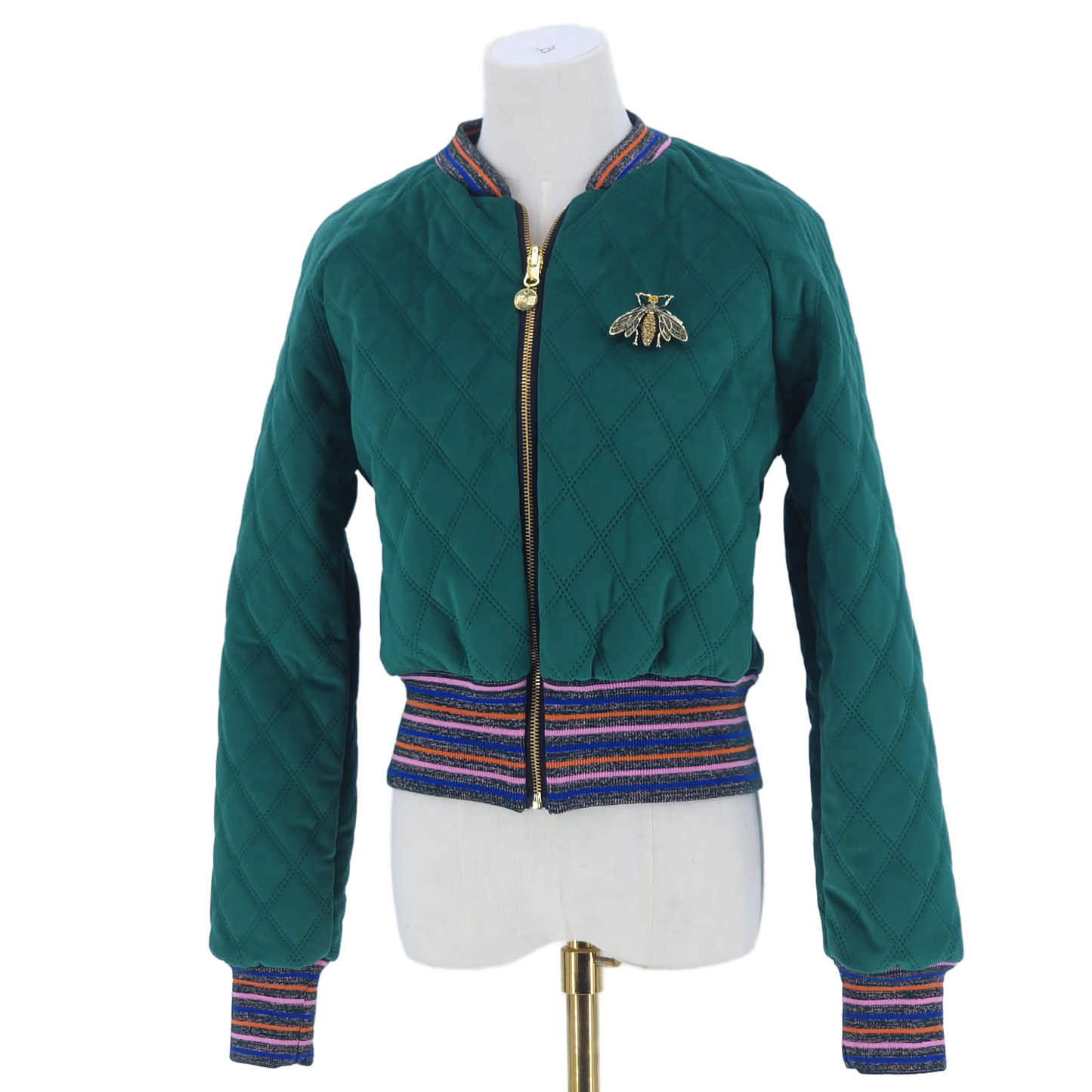 Medium Emerald Green Quilted Velvet
