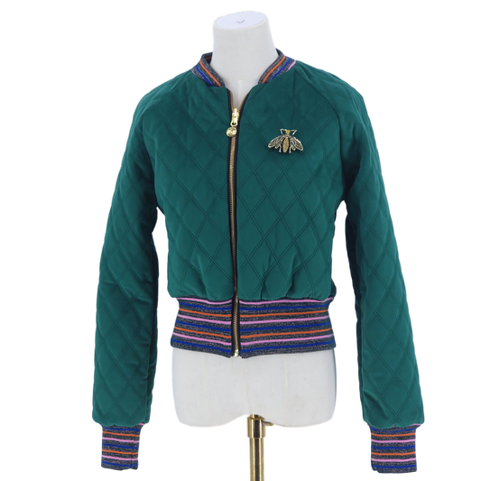 Medium Emerald Green Quilted Velvet