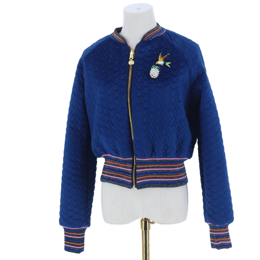 Medium Navy Quilted Velvet