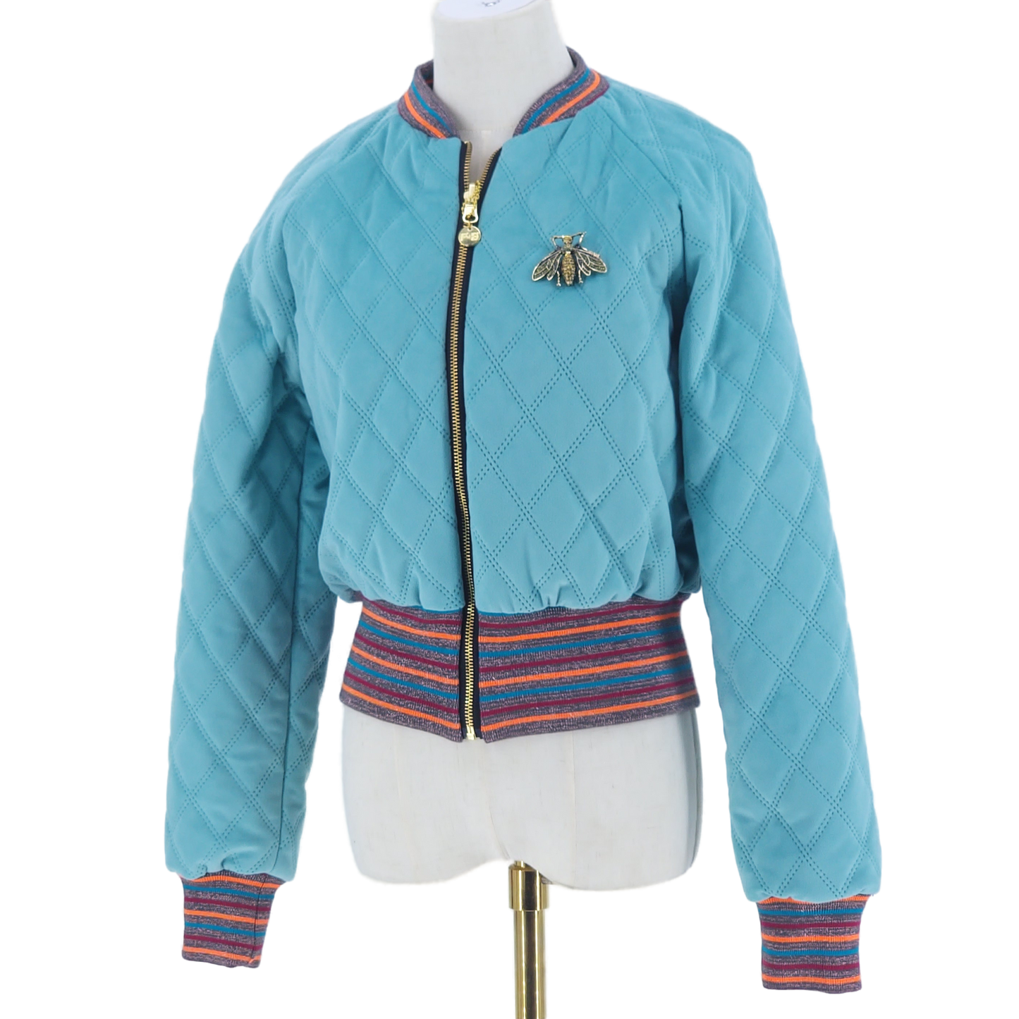 Medium Aqua Quilted Velvet