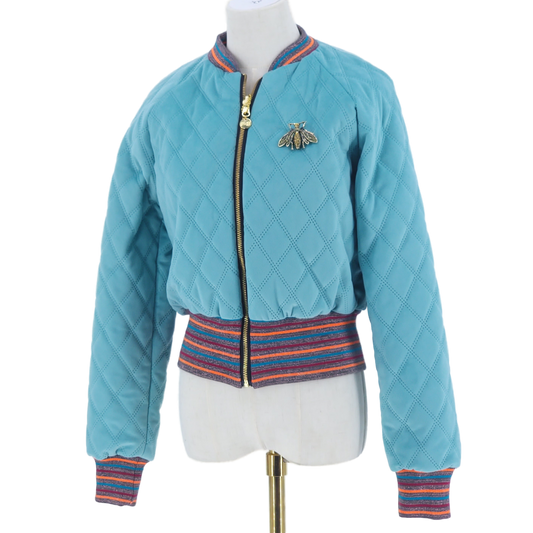 Medium Aqua Quilted Velvet