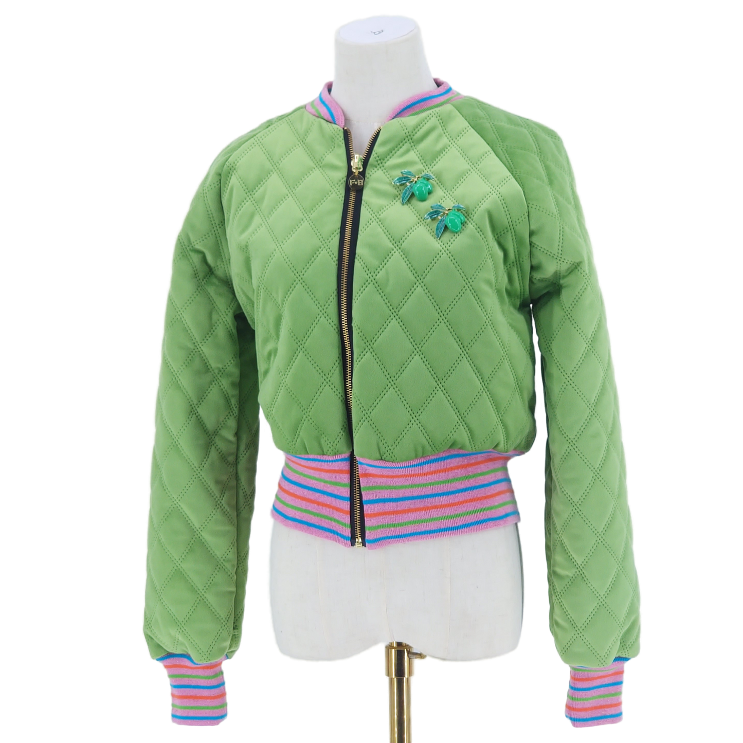 Medium Kiwi Quilted Velvet