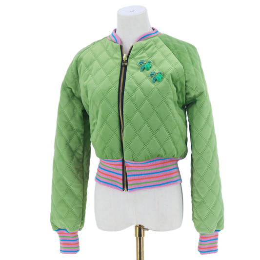 Medium Kiwi Quilted Velvet