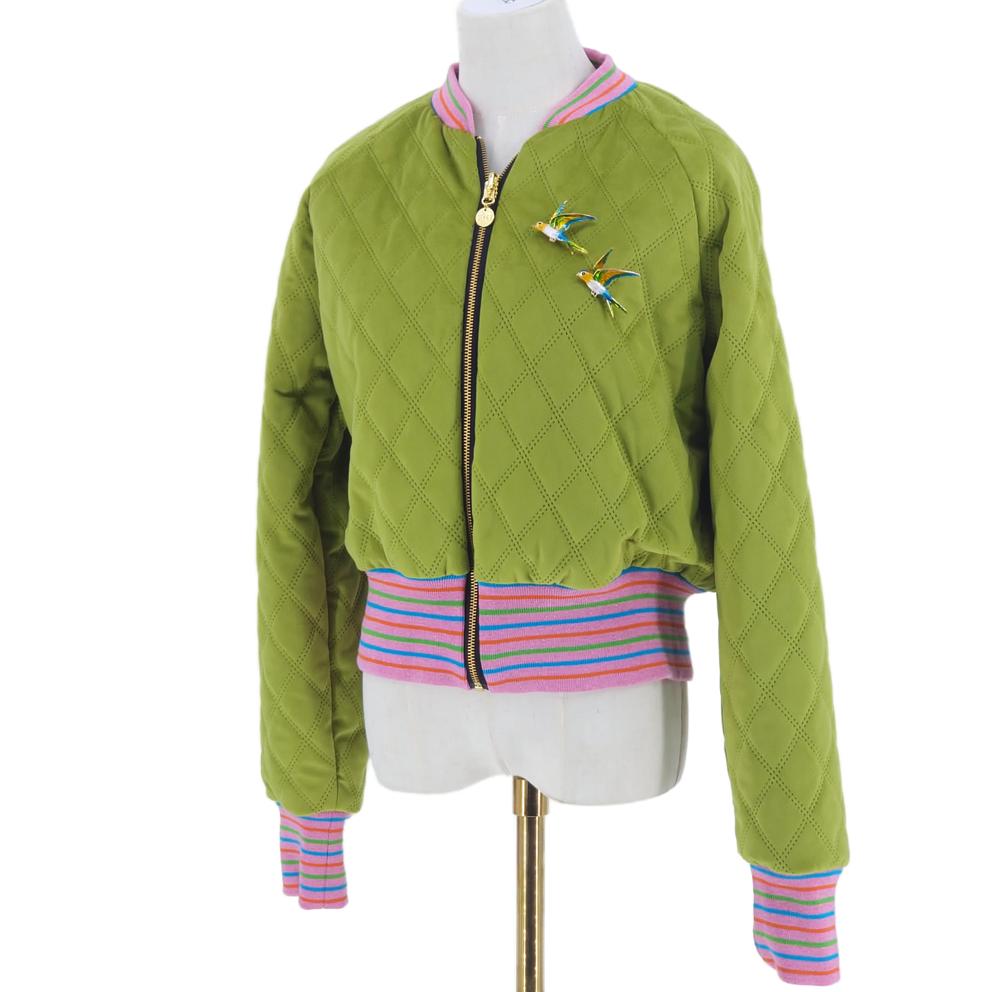 Large Dirty Lime Quilted Velvet