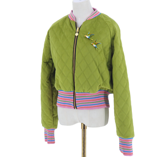 Large Dirty Lime Quilted Velvet