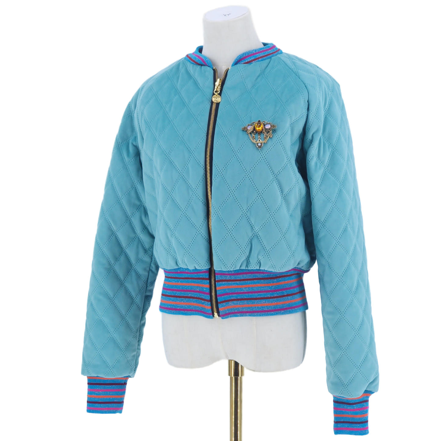 Large Aqua Quilted Velvet