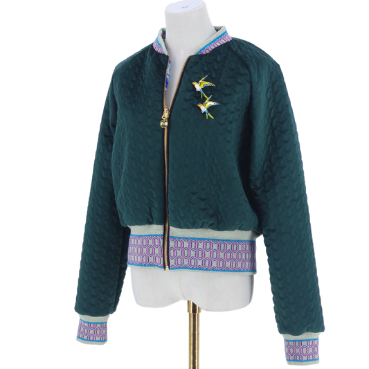 Large Bottle Green Quilted Velvet