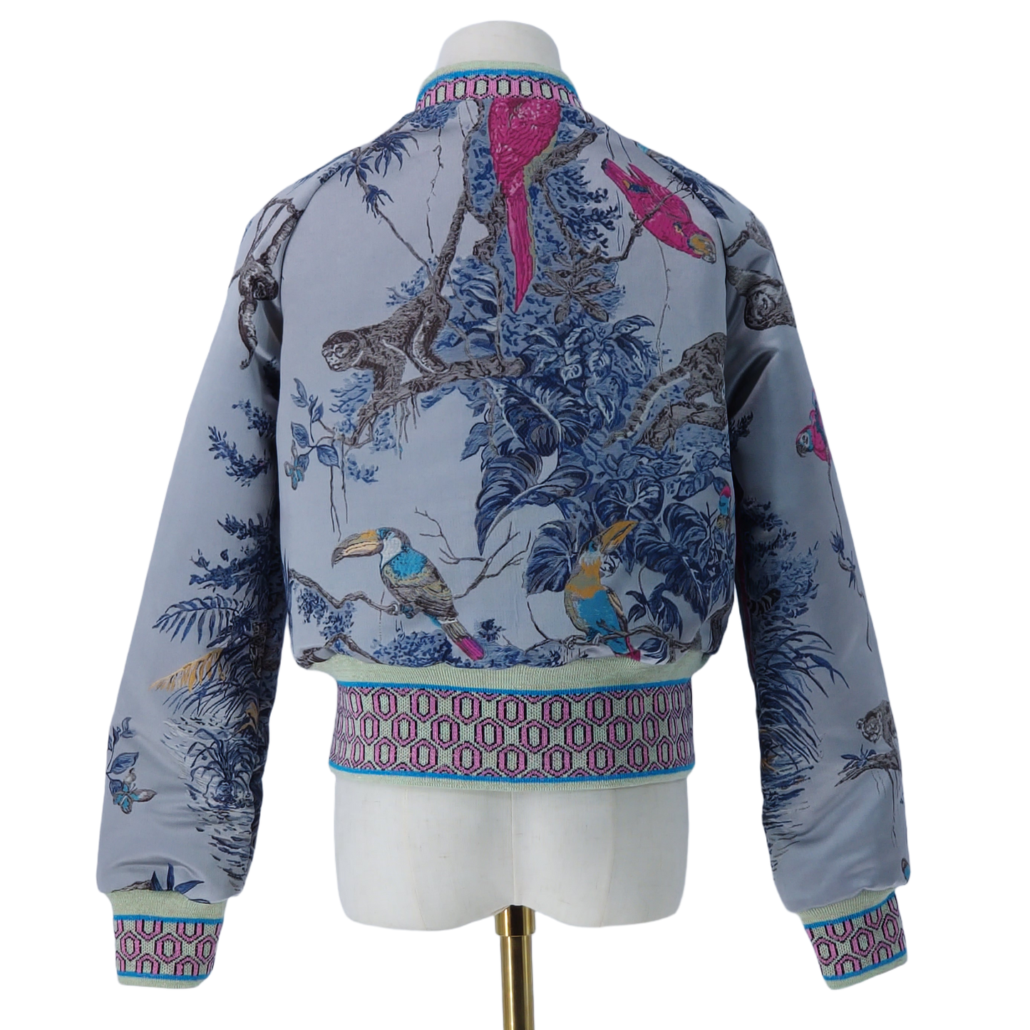 Medium Embroidered Silver Leopard Jacquard