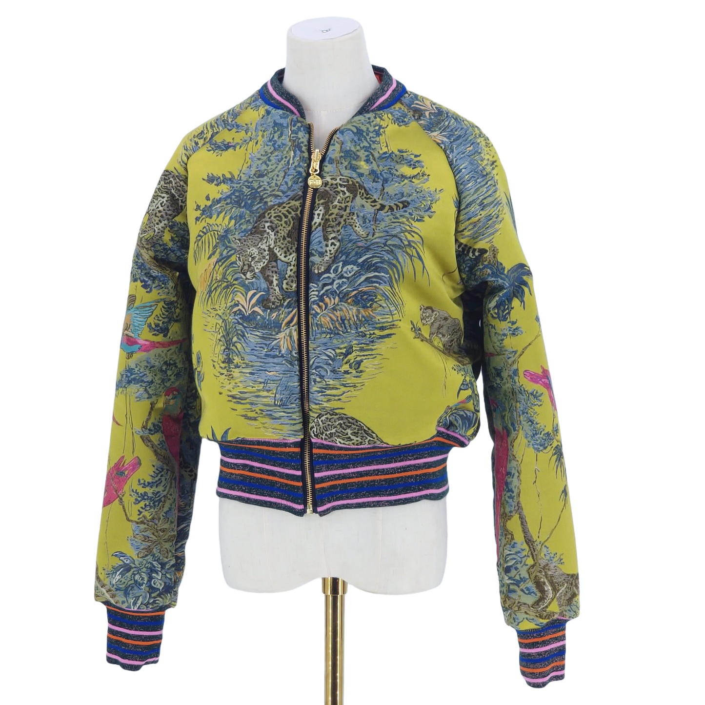 Large Embroidered Chartreuse Leopard Jacquard