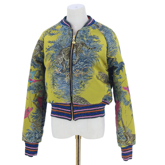 Large Embroidered Chartreuse Leopard Jacquard