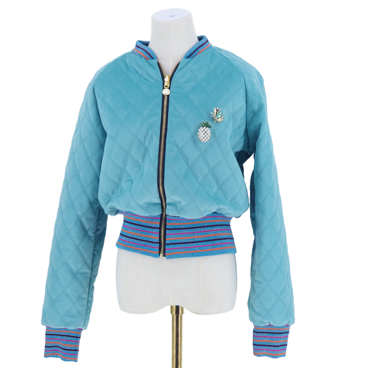 Large Aqua Quilted Velvet