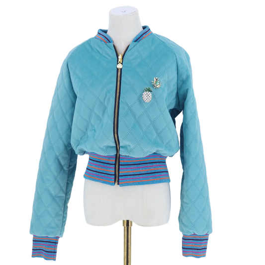 Large Aqua Quilted Velvet