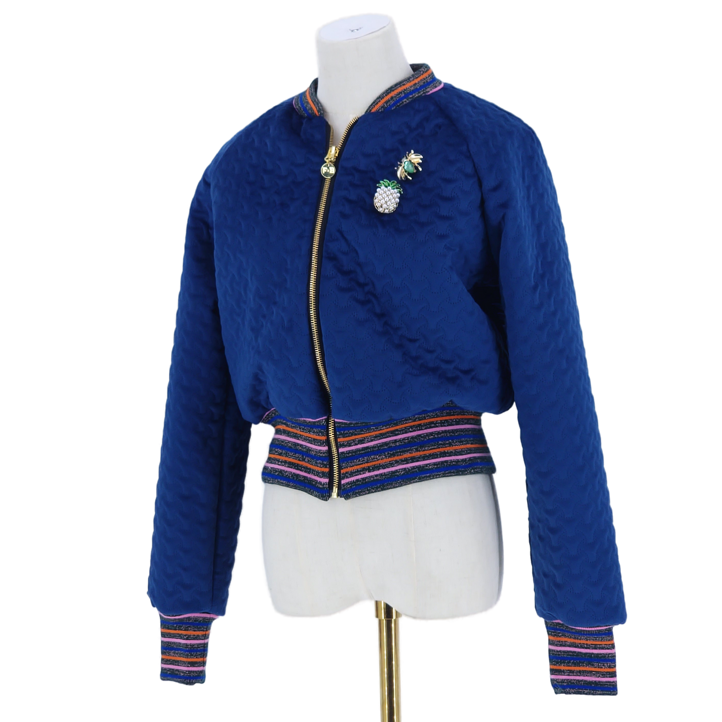 Medium Navy Quilted Velvet