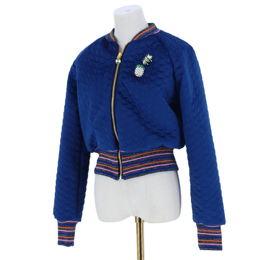 Medium Navy Quilted Velvet