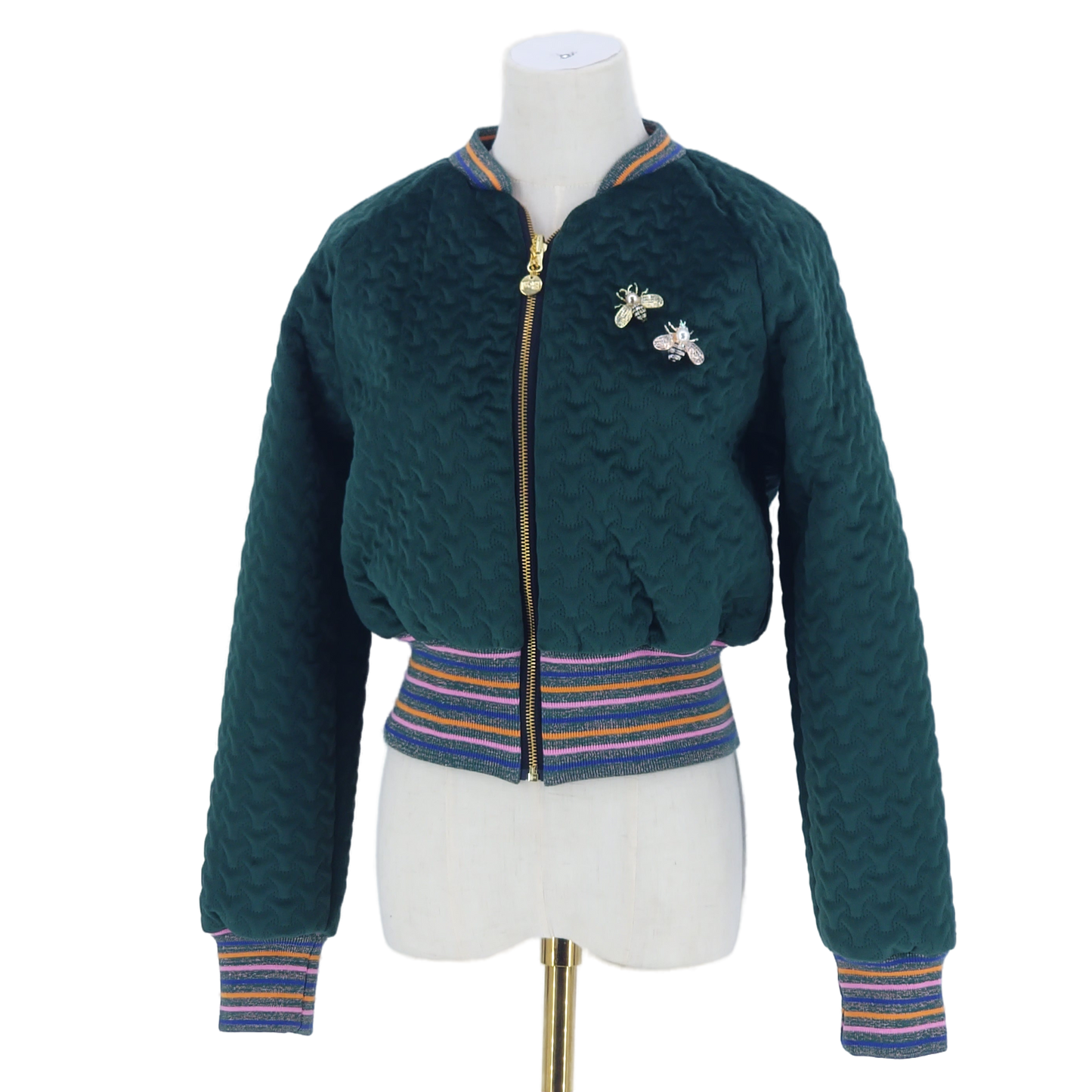 Small Bottle Green Quilted Velvet