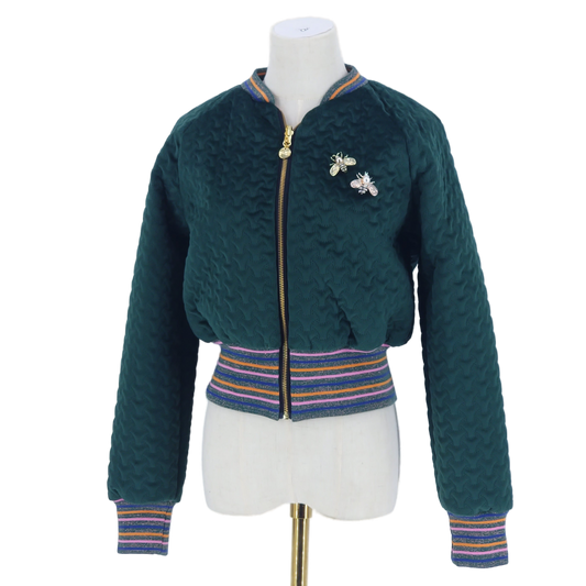 Small Bottle Green Quilted Velvet