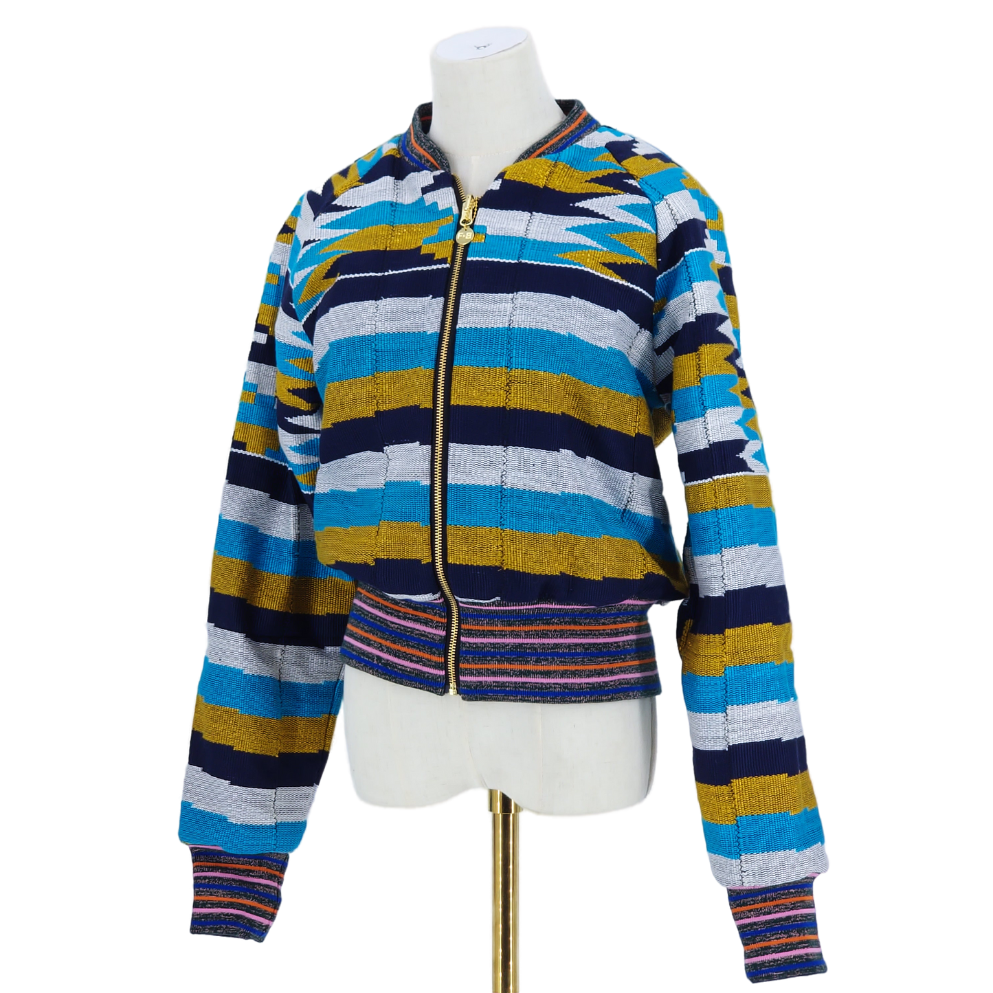 Large, Navy, Blue, White and Gold Kente