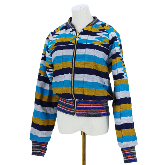 Large, Navy, Blue, White and Gold Kente