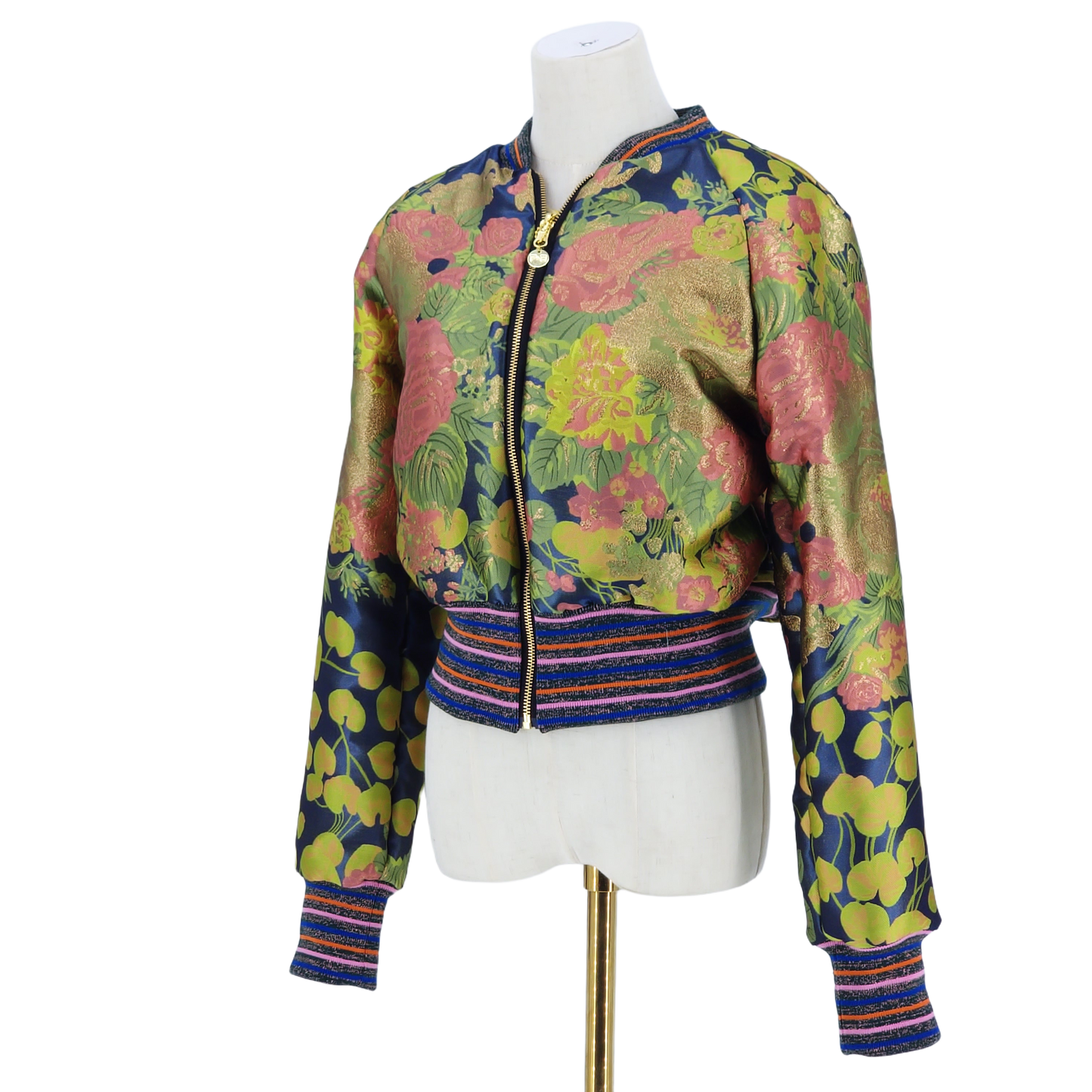Medium Green, Pink and Yellow Jacquard