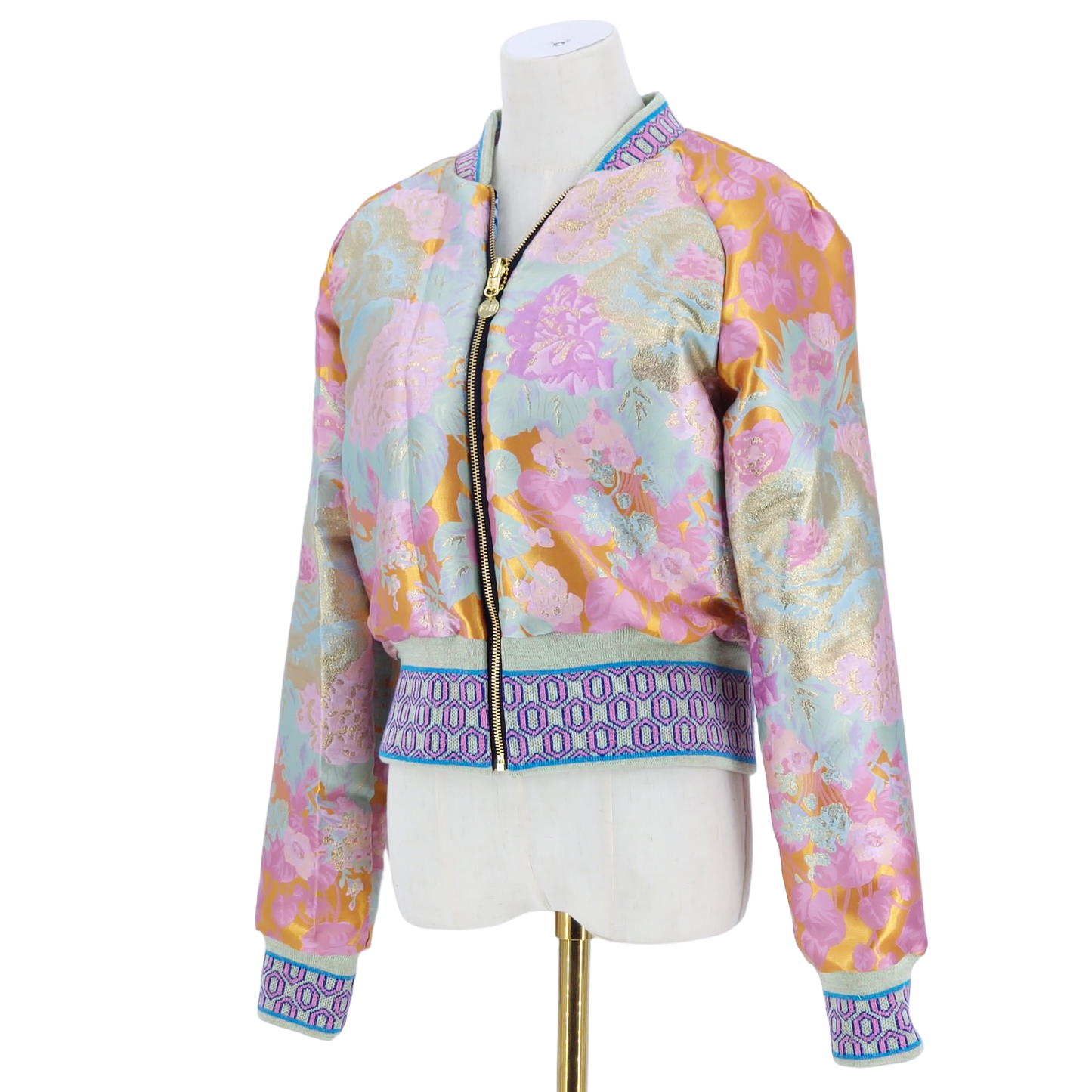 Medium Mint, Pink and Orange Jacquard
