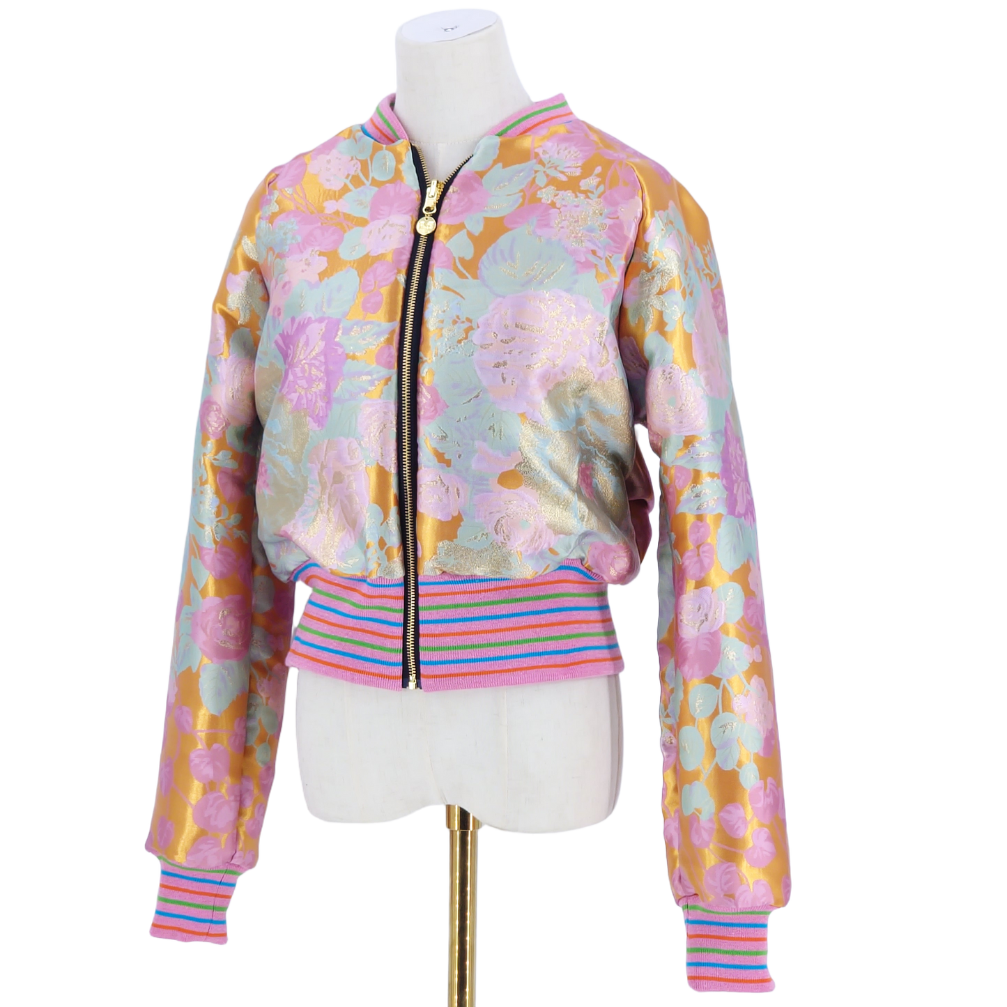Large Mint, Pink and Orange Jacquard