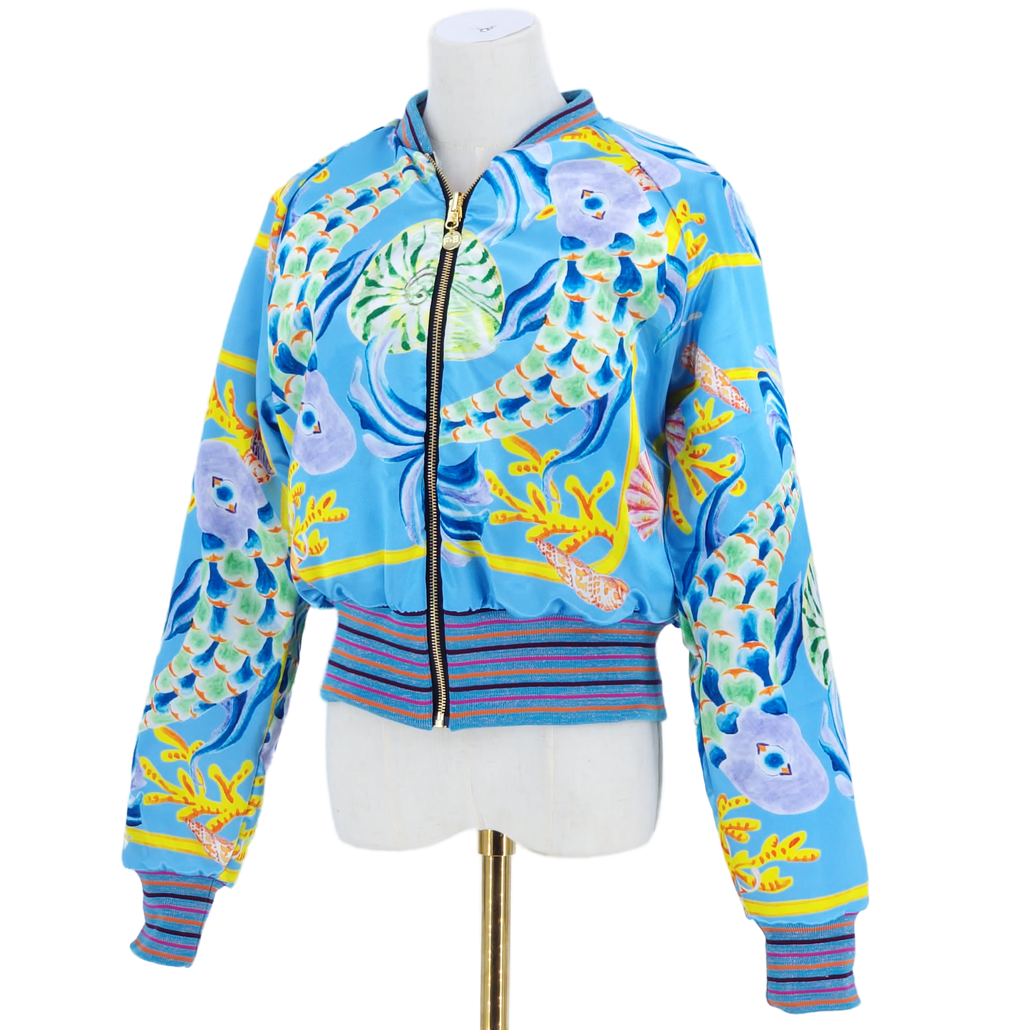 Large Light Blue, Pink and Sand Brocade