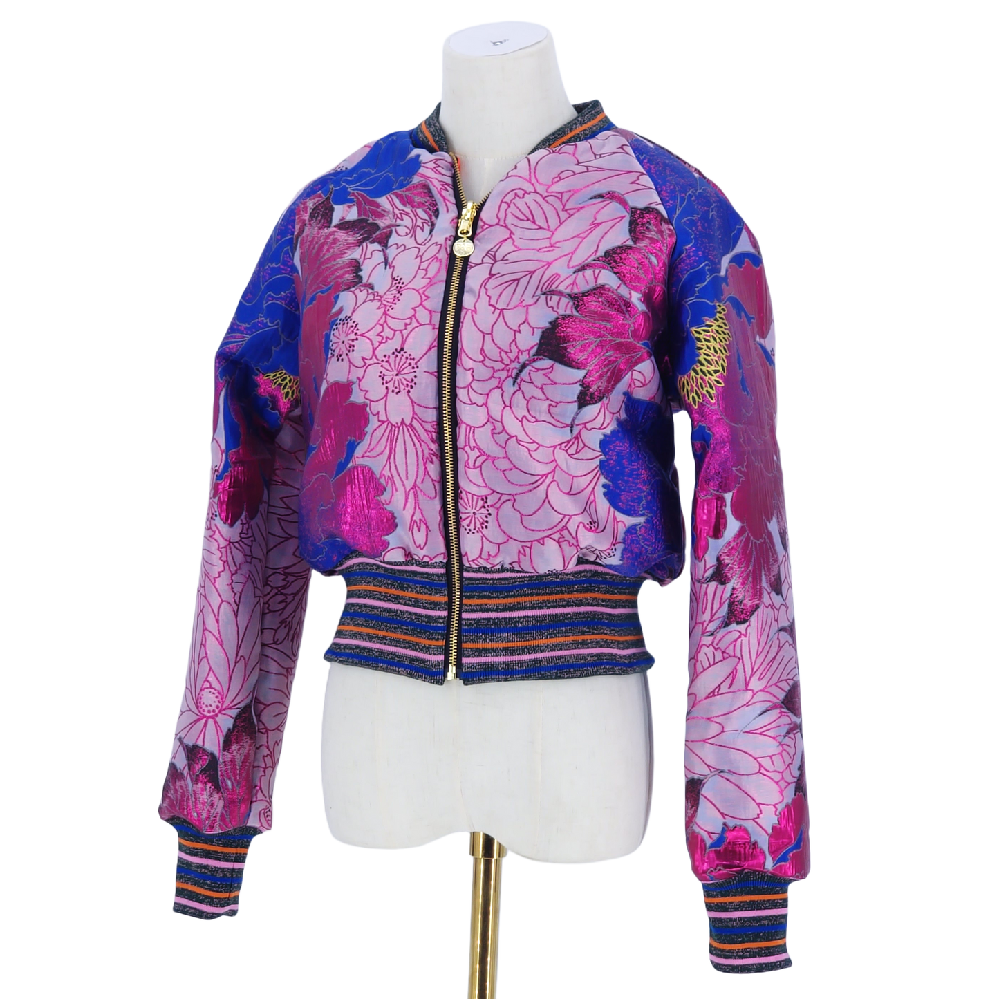 Small Blue, Pink and Yellow Brocade