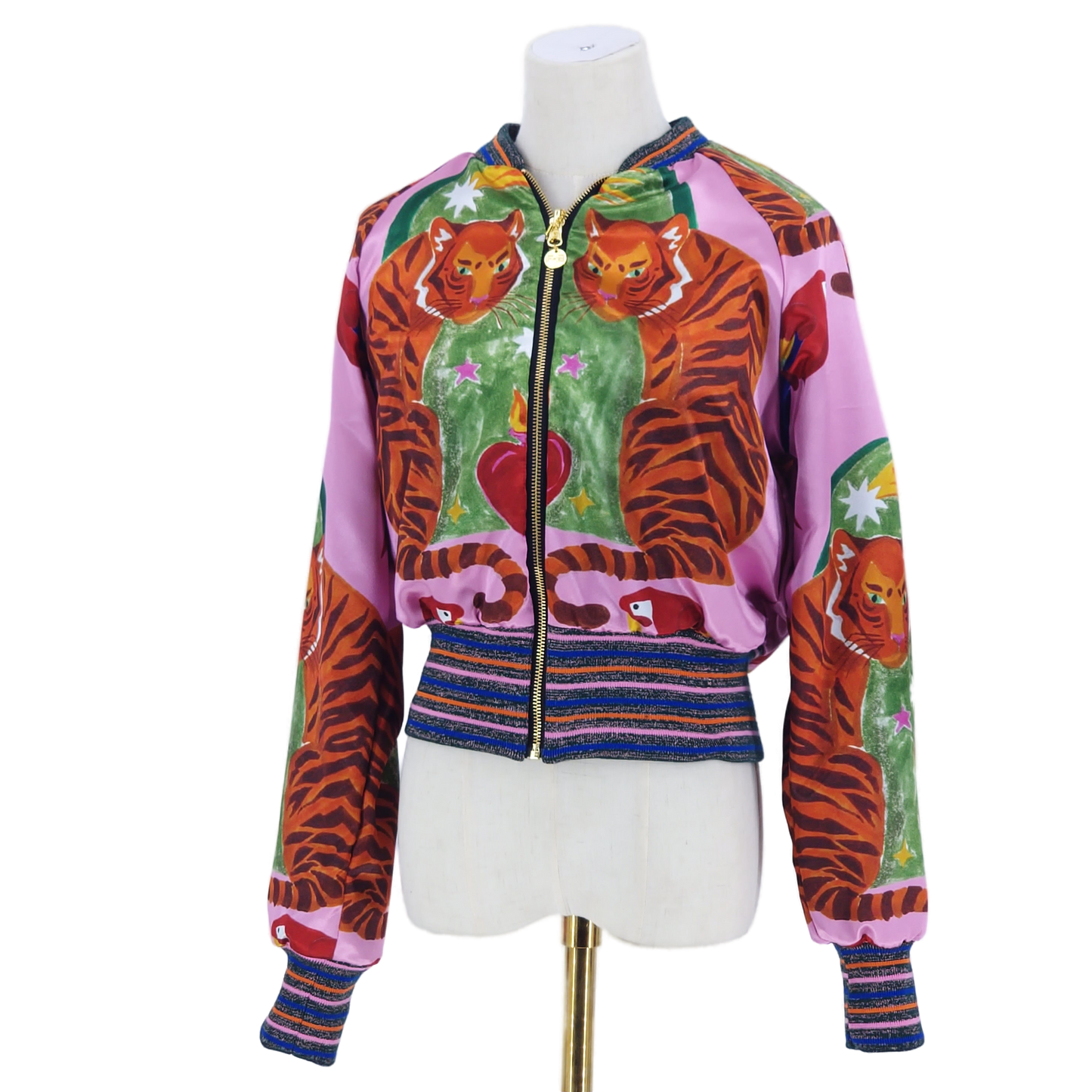 Medium Black Tiger Embroidered