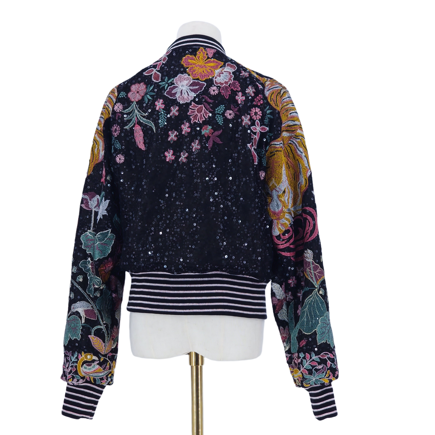 Large Black Tiger Embroidered