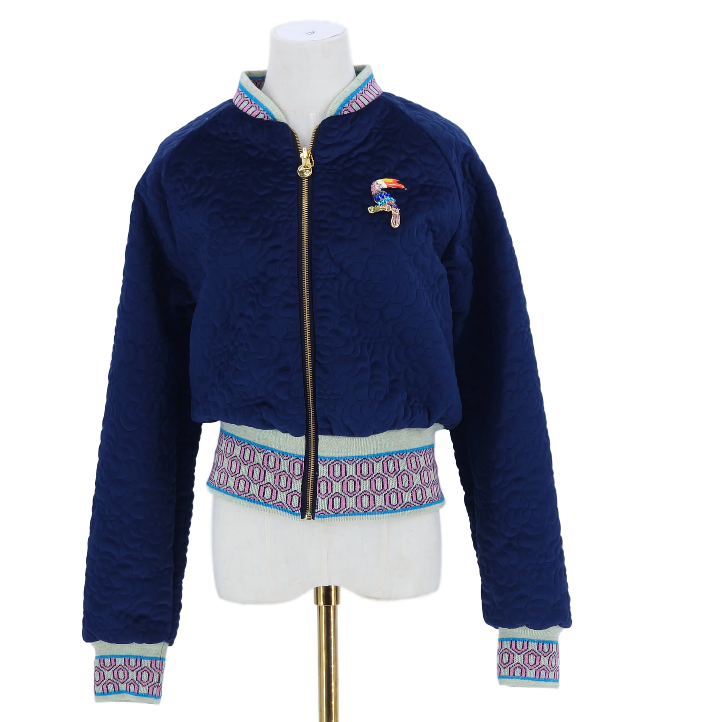Large Midnight Navy Quilted Velvet