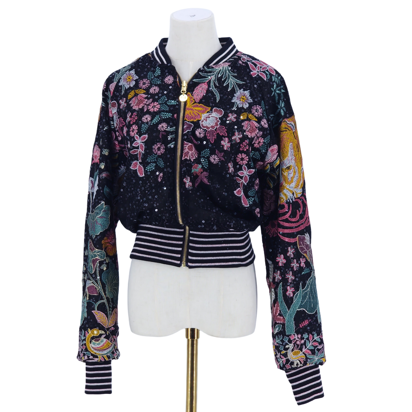 Large Black Tiger Embroidered