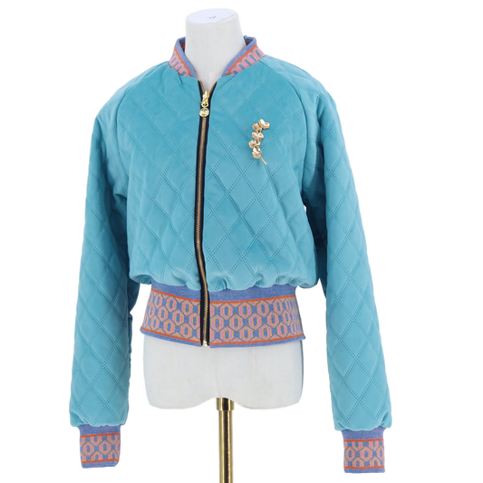 Large Aqua Quilted Velvet