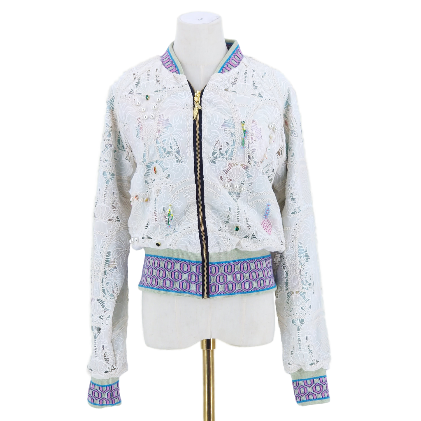 Large White Cotton Hand Embroidered Lace