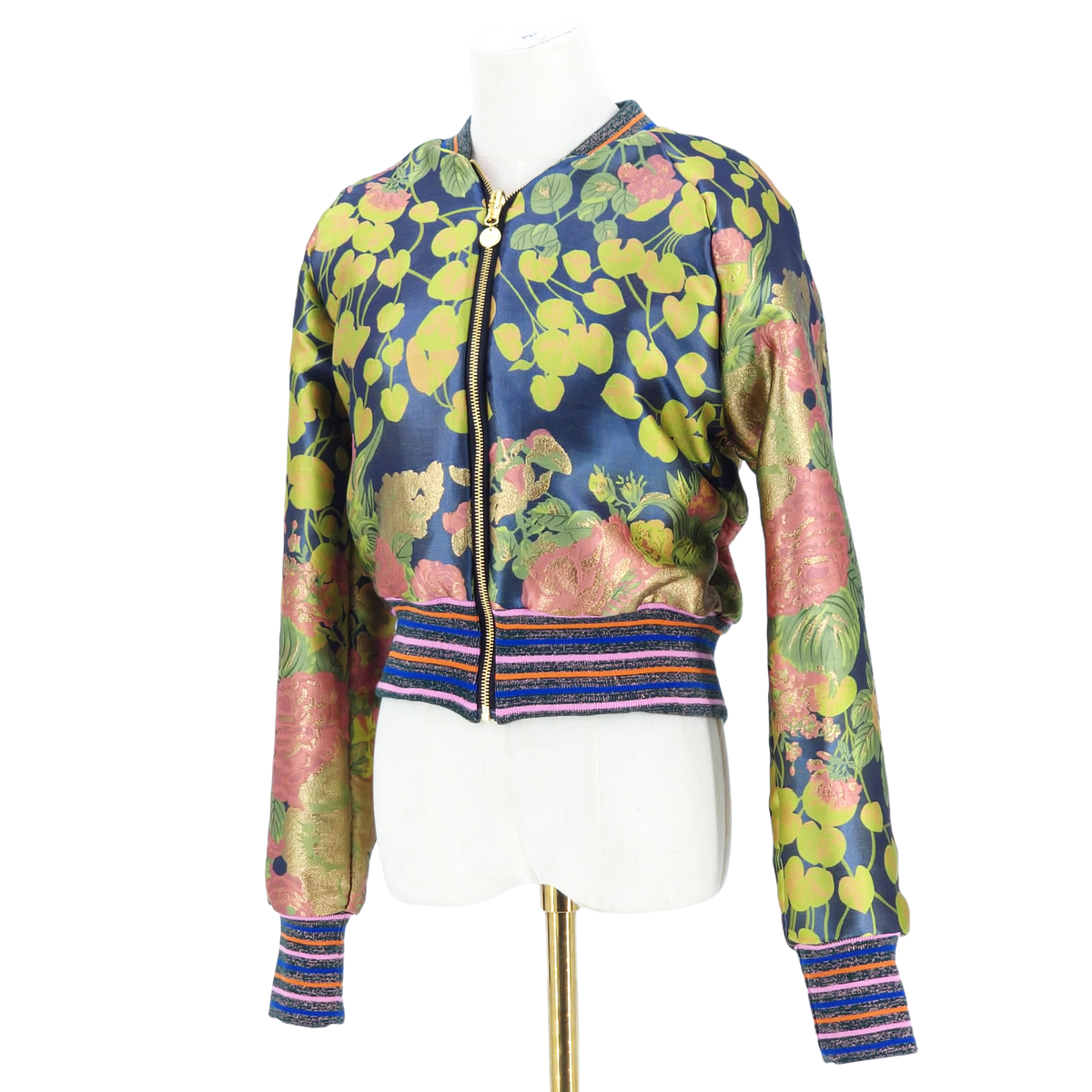 Medium Green, Pink and Yellow Jacquard