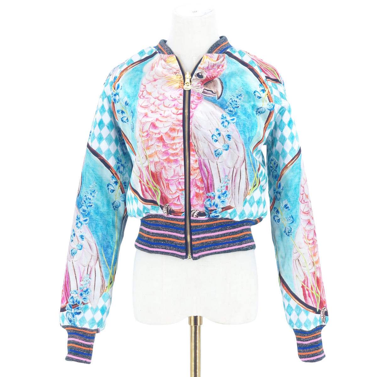 Medium Silver and Blue Brocade