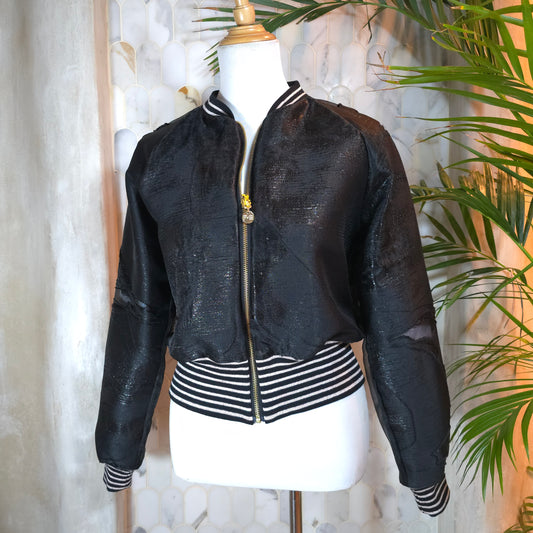 Medium Black Brocade