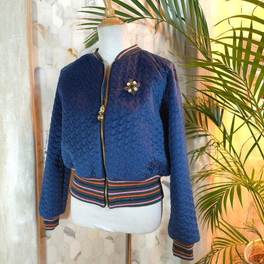 Large Navy Quilted Velvet