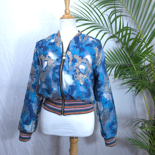 Medium Shades of Royal Blue Brocade