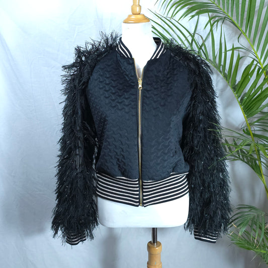 Large Black Feather Like Sleaves
