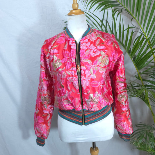 Medium Gold and Coral Brocade
