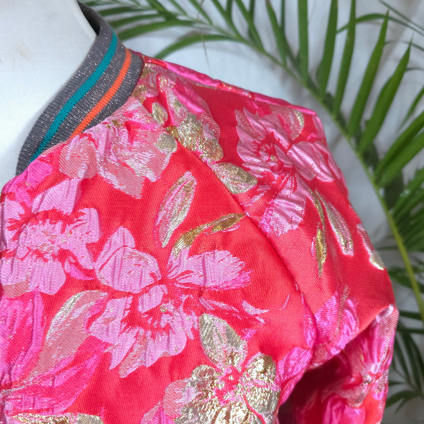 Medium Gold and Coral Brocade