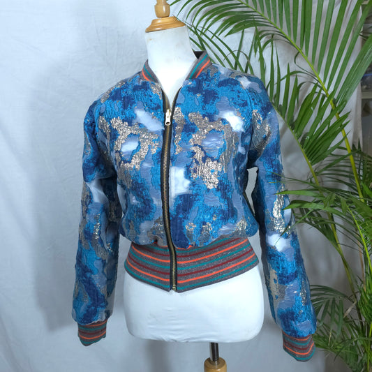 Small Shades of Royal Blue Brocade