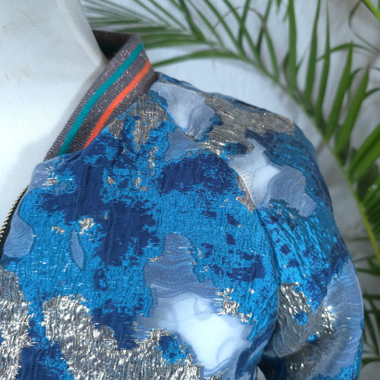 Small Shades of Royal Blue Brocade