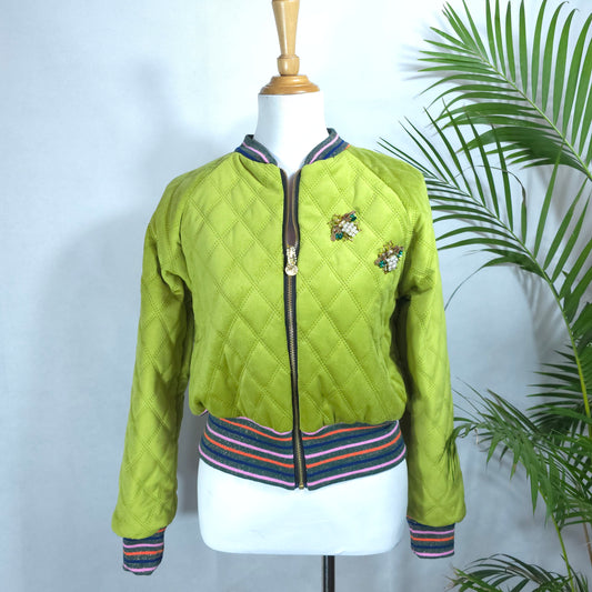 Medium Dirty Lime Quilted Velvet
