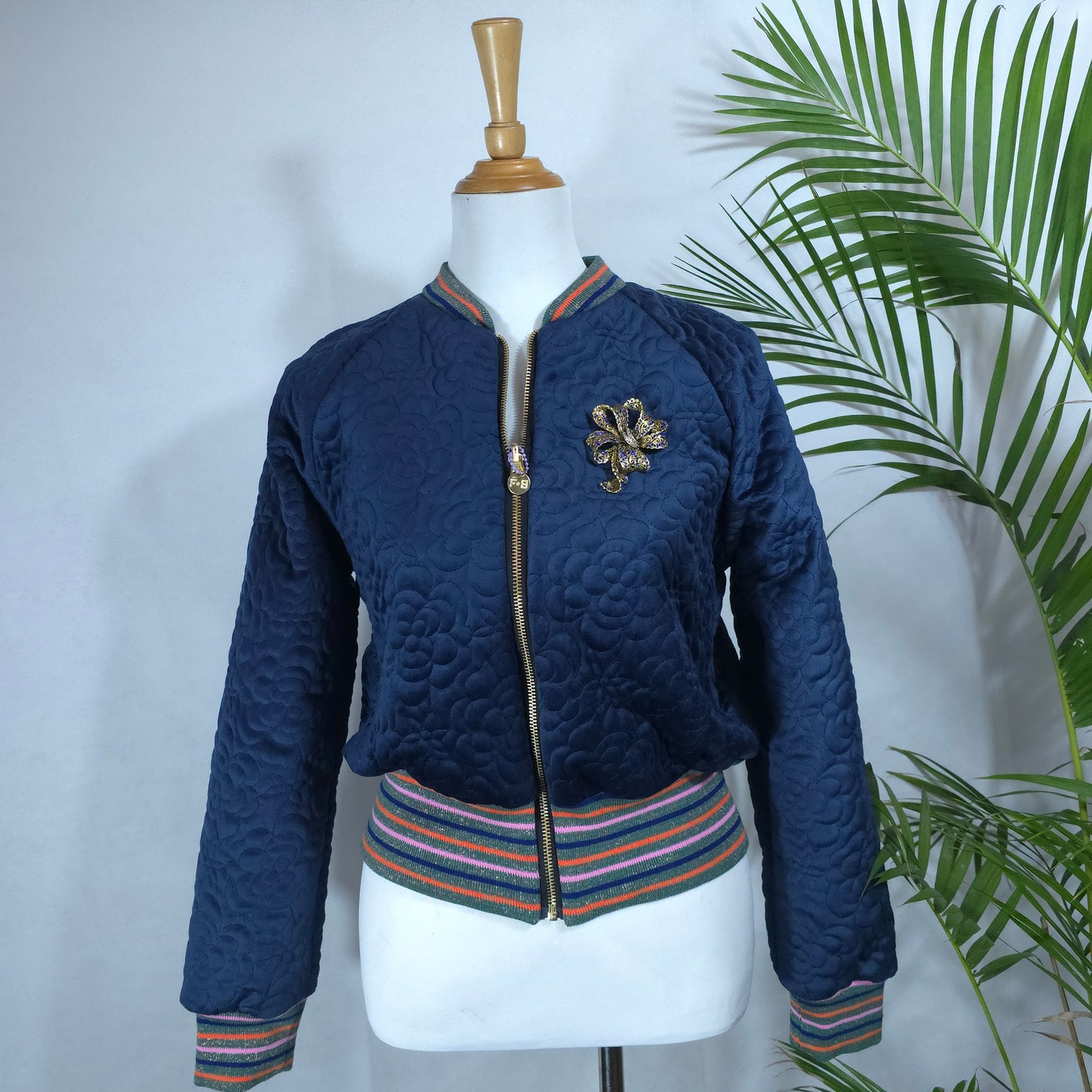 Medium Midnight Navy Quilted Velvet